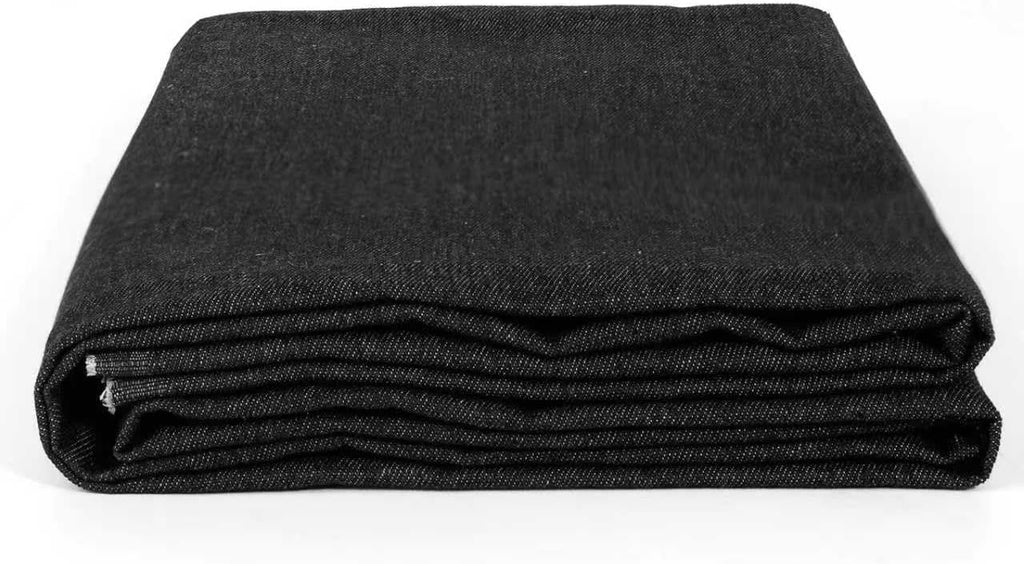 10 OZ 100% Cotton Indigo Washed Denim Fabric | 62" Wide by The Yard | Black for Jeans, Jackets, Skirts & Dresses