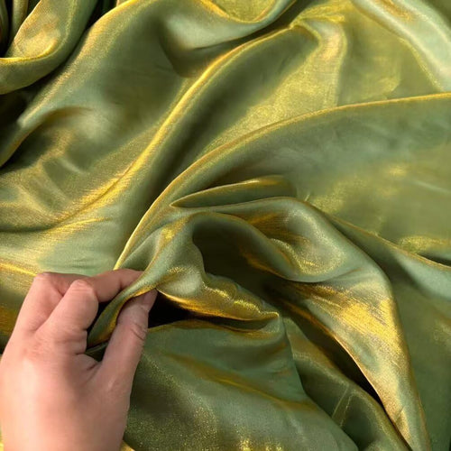 1 Yard Gold Green Iridescent Soft Satin Fabric Well Drap Fabric,Shirt Doll Clothes DIY Dress Fabric Material 59" Width Decoration Photography