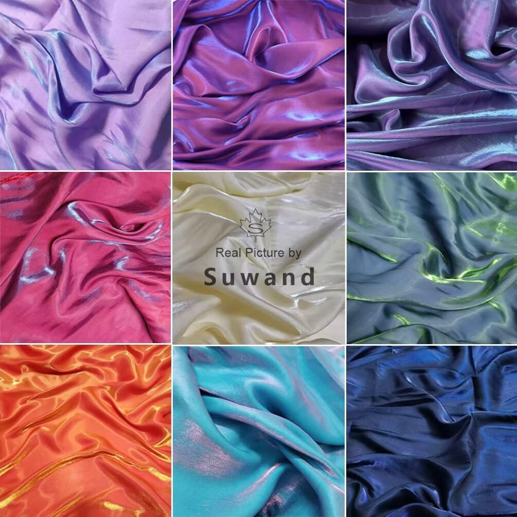 1 Yard Gold Green Iridescent Soft Satin Fabric Well Drap Fabric,Shirt Doll Clothes DIY Dress Fabric Material 59" Width Decoration Photography
