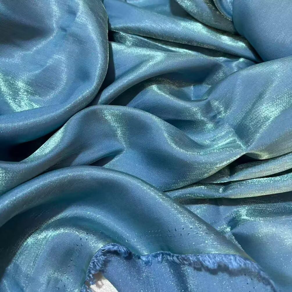 1 Yard Gold Green Iridescent Soft Satin Fabric Well Drap Fabric,Shirt Doll Clothes DIY Dress Fabric Material 59" Width Decoration Photography