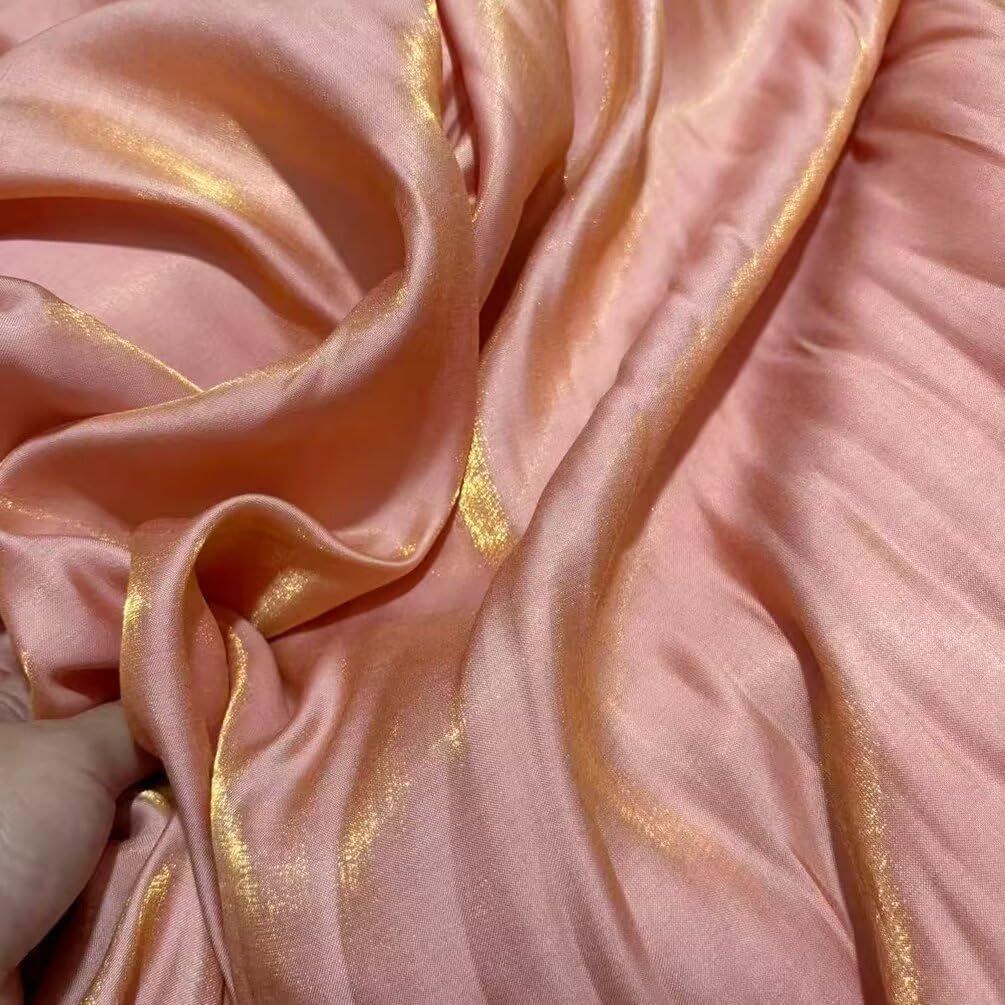 1 Yard Gold Green Iridescent Soft Satin Fabric Well Drap Fabric,Shirt Doll Clothes DIY Dress Fabric Material 59" Width Decoration Photography