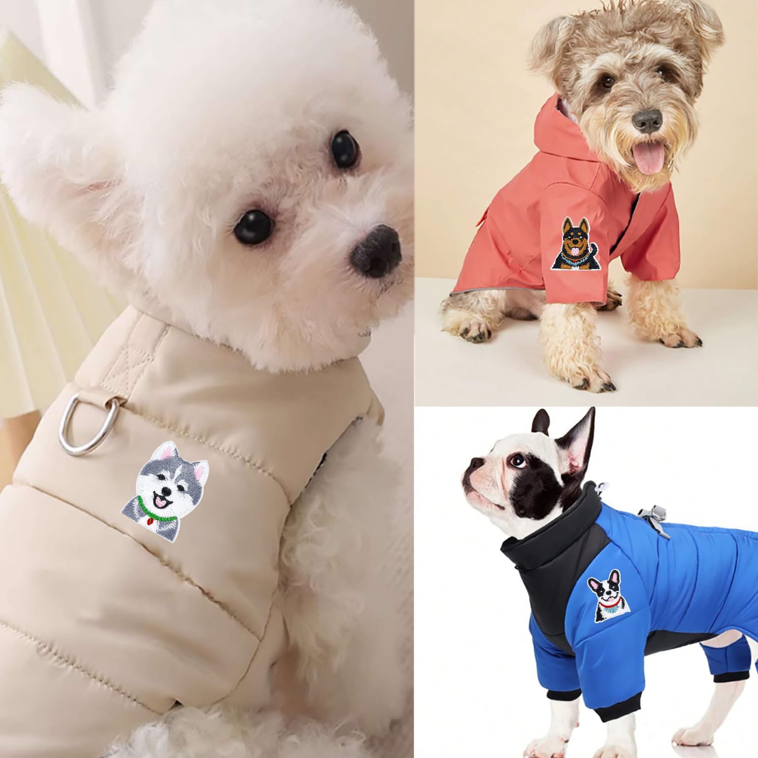 12PCS Dog Iron On Patches Aesthetic Cute Puppy Face Embroidery Appliques for Clothing Denim Jackets Jeans Backpacks Trucker Hats Phone Case DIY Crafts Gifts