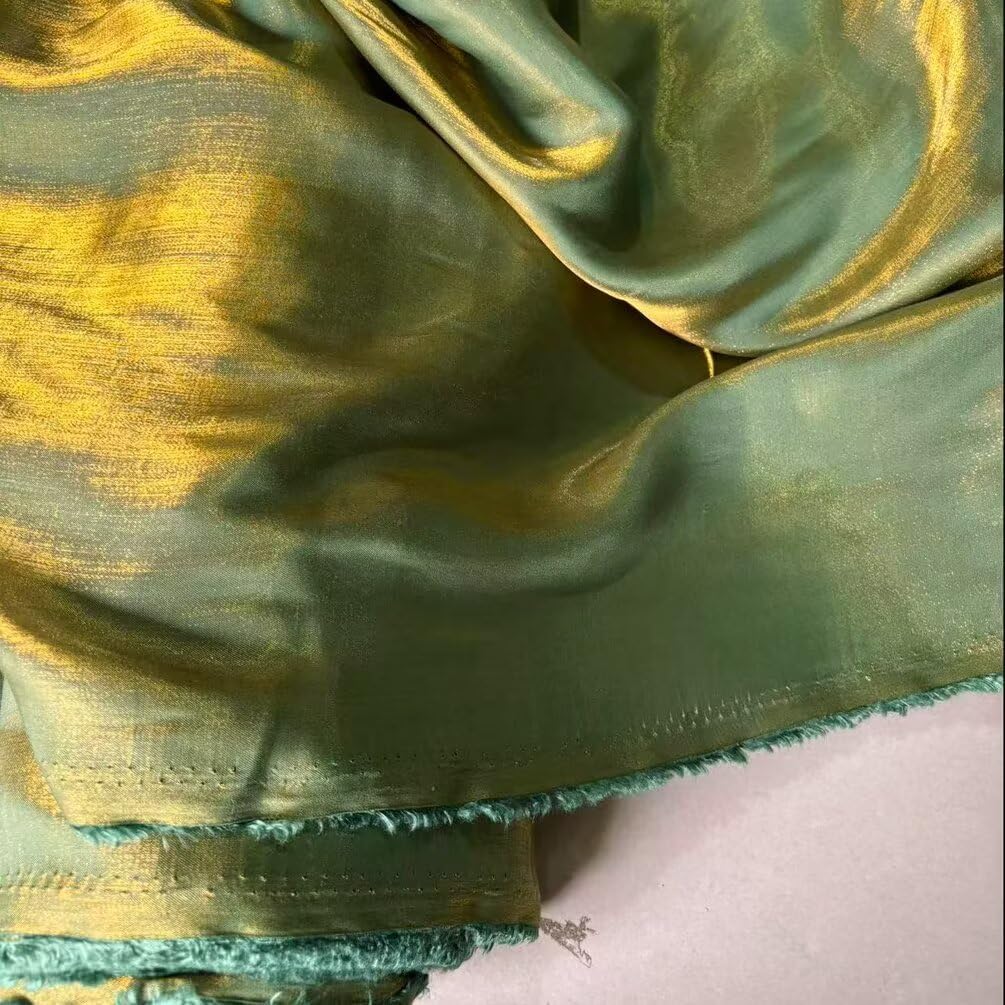 1 Yard Gold Green Iridescent Soft Satin Fabric Well Drap Fabric,Shirt Doll Clothes DIY Dress Fabric Material 59" Width Decoration Photography