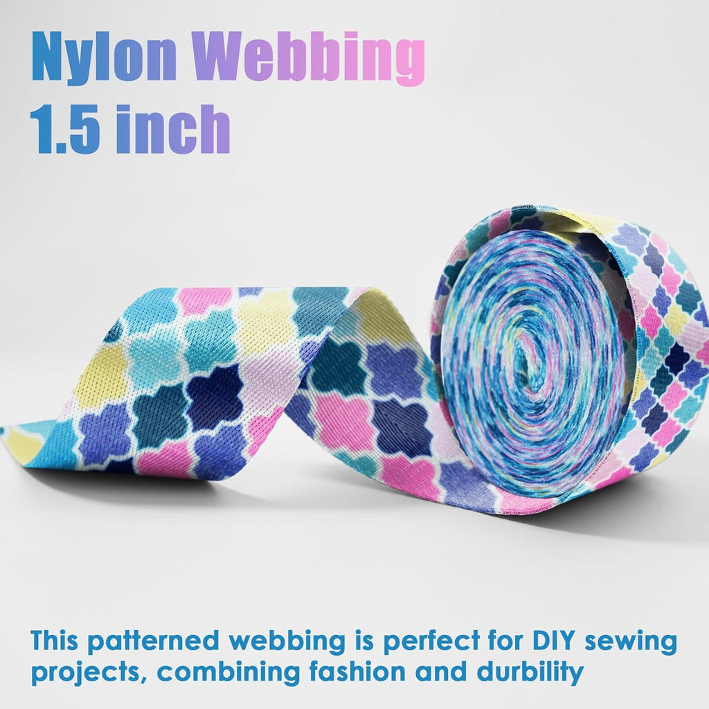 Nylon Webbing 1.5 Inch Patterned Webbing Strap High Strength Nylon Strap for Bags Indoor Outdoor Gear Crafting DIY Repairing Belt Camping Hiking Sports