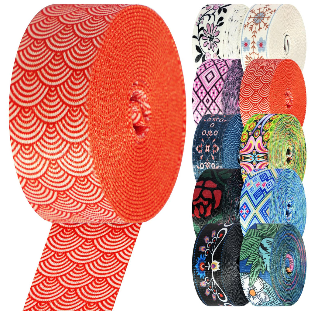 Nylon Webbing 1.5 Inch Patterned Webbing Strap High Strength Nylon Strap for Bags Indoor Outdoor Gear Crafting DIY Repairing Belt Camping Hiking Sports