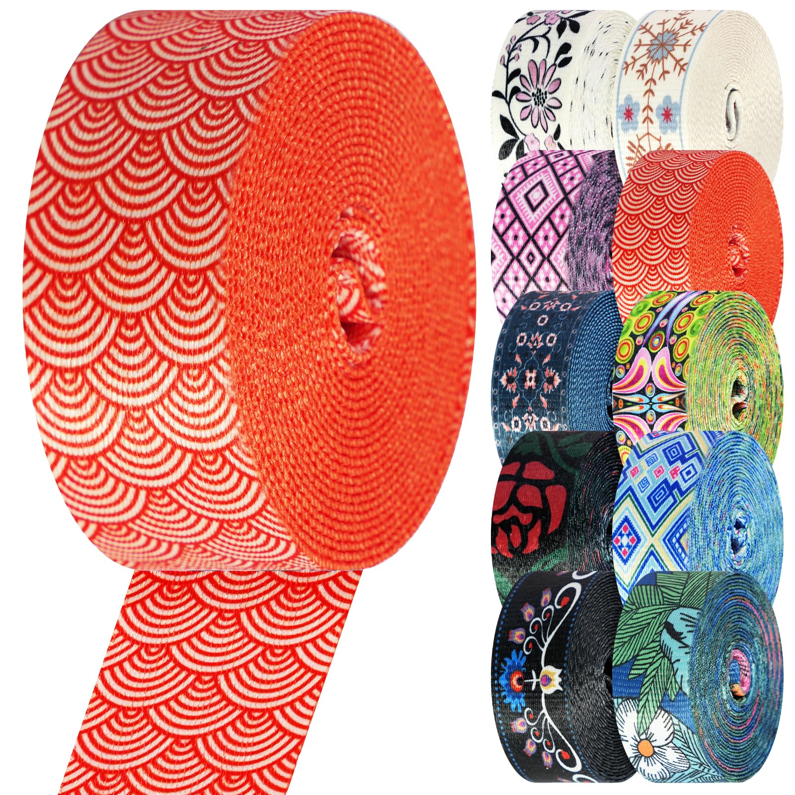 Nylon Webbing 1.5 Inch Patterned Webbing Strap High Strength Nylon Strap for Bags Indoor Outdoor Gear Crafting DIY Repairing Belt Camping Hiking Sports