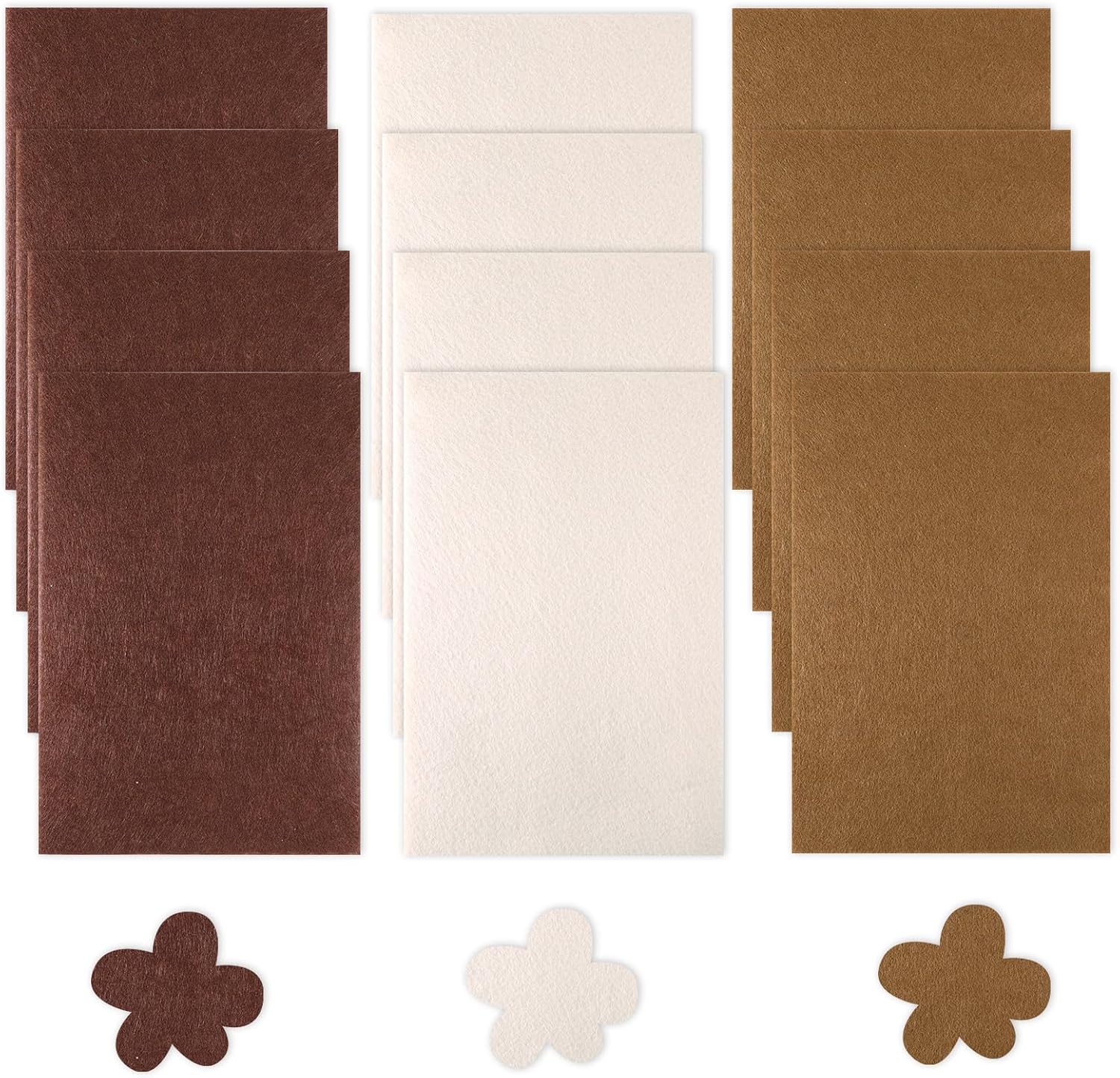 12 Pcs Soft Felt Sheets, 7.8"×11.8" 1mm Assorted Colors Soft Felt Sheets 3 Assorted Brown Series Colors Felts Pack Non-Woven Acrylic Craft Fabric Fabric Square for Craft DIY and Embroidery Projects