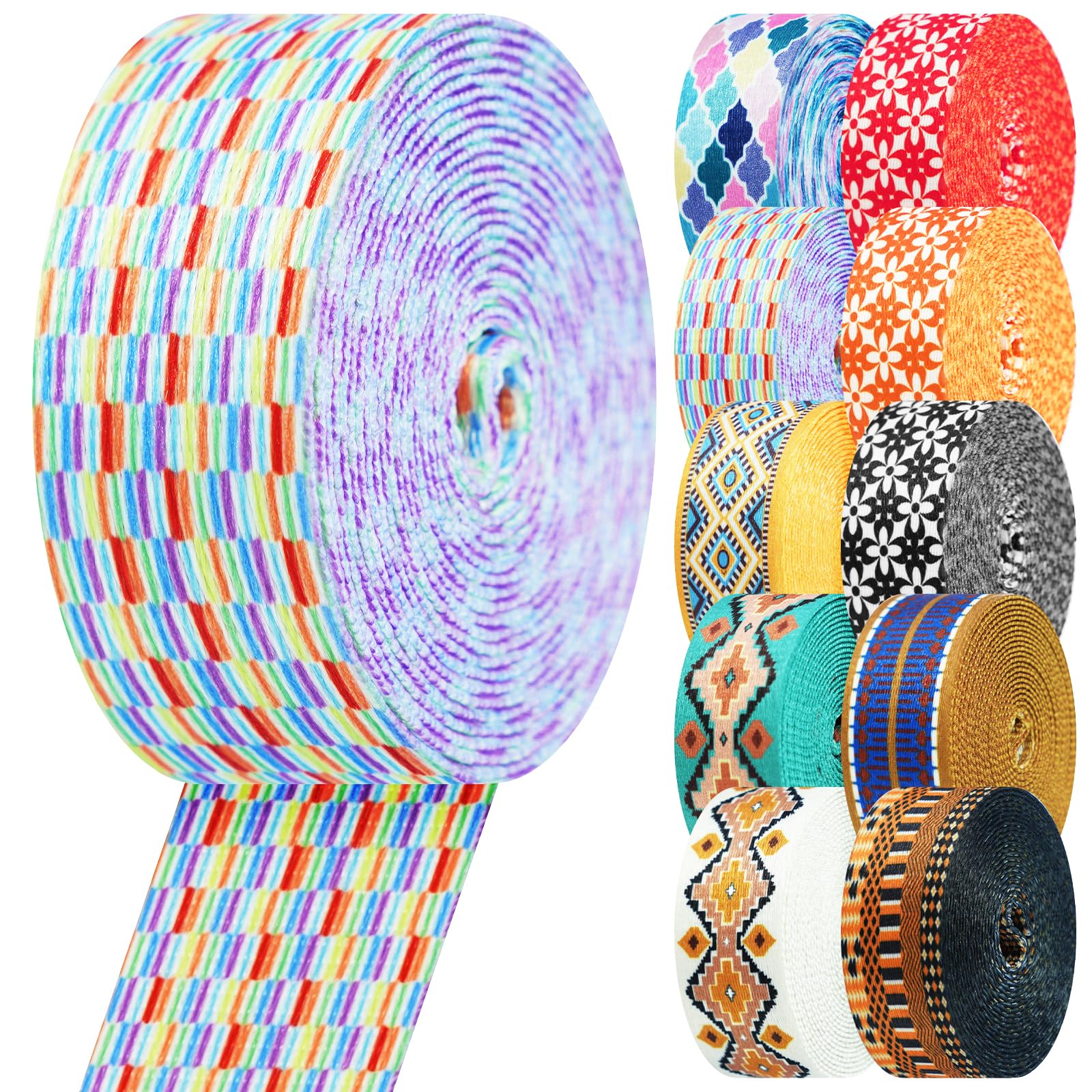 Nylon Webbing 1.5 Inch Patterned Webbing Strap High Strength Nylon Strap for Bags Indoor Outdoor Gear Crafting DIY Repairing Belt Camping Hiking Sports