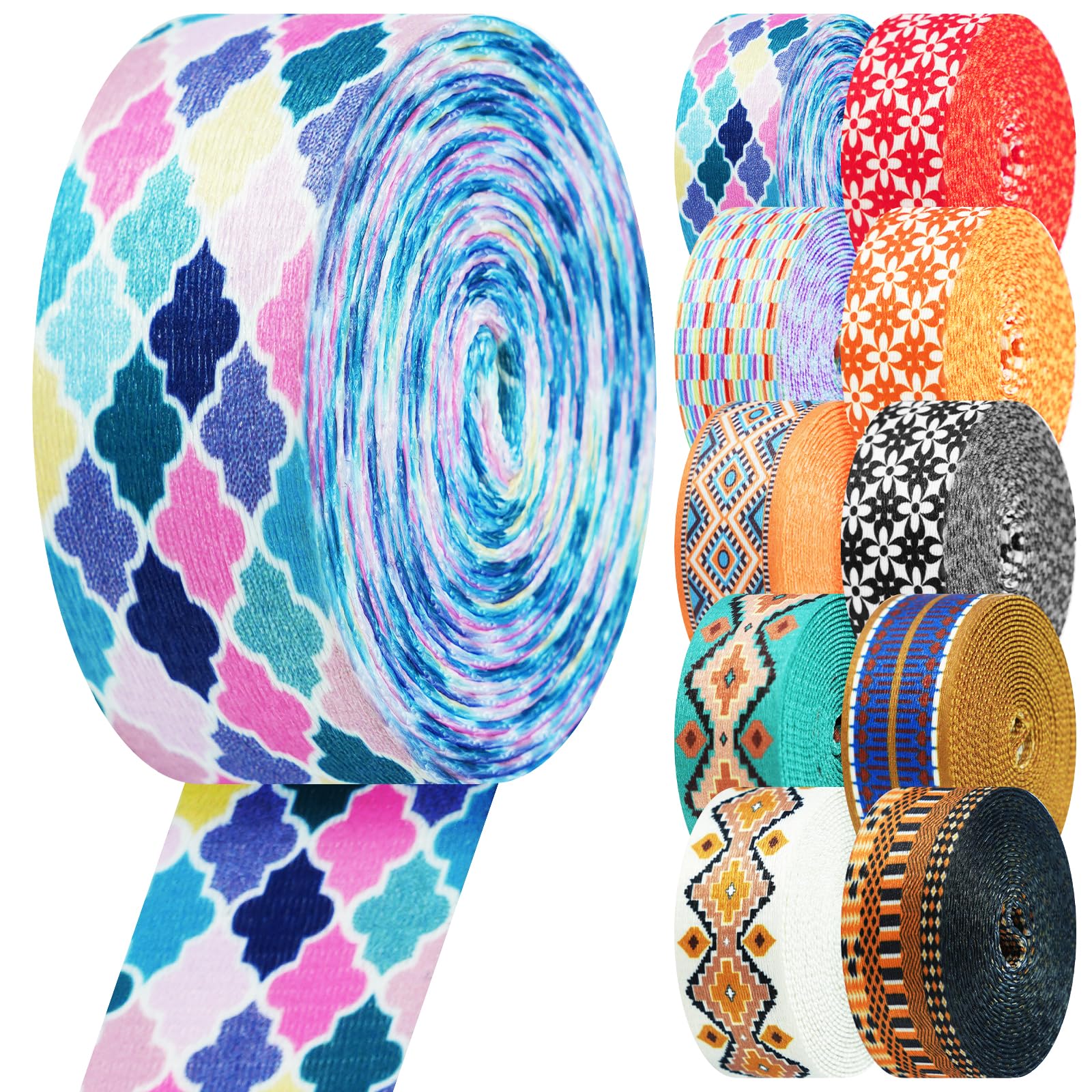 Nylon Webbing 1.5 Inch Patterned Webbing Strap High Strength Nylon Strap for Bags Indoor Outdoor Gear Crafting DIY Repairing Belt Camping Hiking Sports