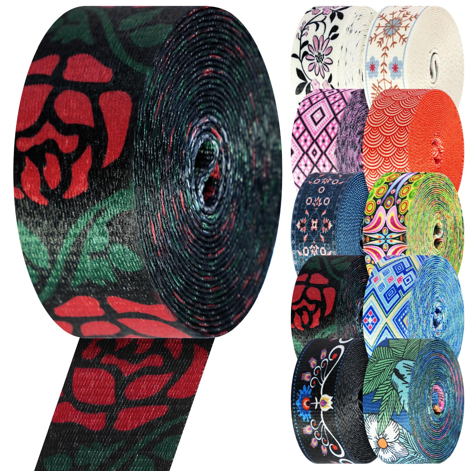 Nylon Webbing 1.5 Inch Patterned Webbing Strap High Strength Nylon Strap for Bags Indoor Outdoor Gear Crafting DIY Repairing Belt Camping Hiking Sports