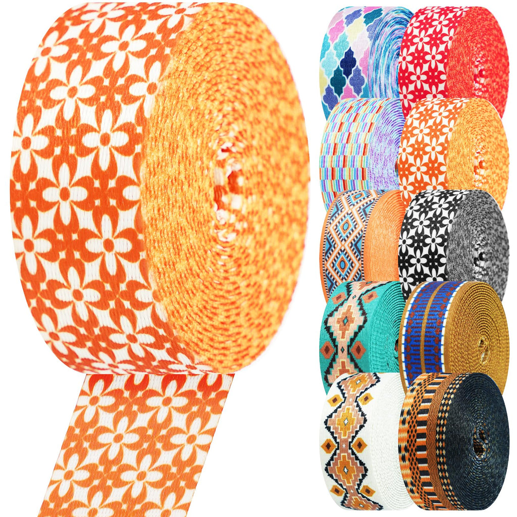 Nylon Webbing 1.5 Inch Patterned Webbing Strap High Strength Nylon Strap for Bags Indoor Outdoor Gear Crafting DIY Repairing Belt Camping Hiking Sports