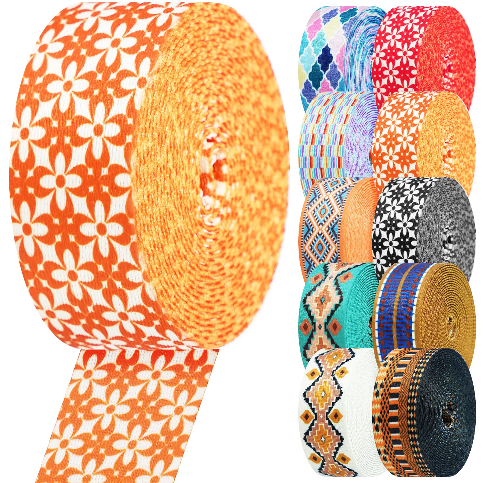 Nylon Webbing 1.5 Inch Patterned Webbing Strap High Strength Nylon Strap for Bags Indoor Outdoor Gear Crafting DIY Repairing Belt Camping Hiking Sports