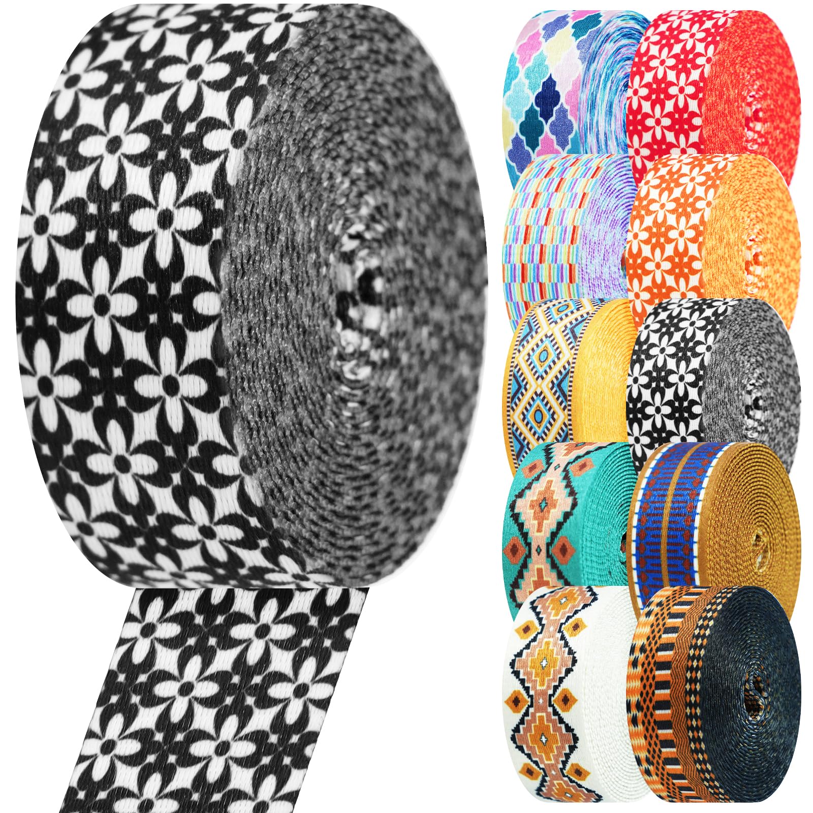 Nylon Webbing 1.5 Inch Patterned Webbing Strap High Strength Nylon Strap for Bags Indoor Outdoor Gear Crafting DIY Repairing Belt Camping Hiking Sports