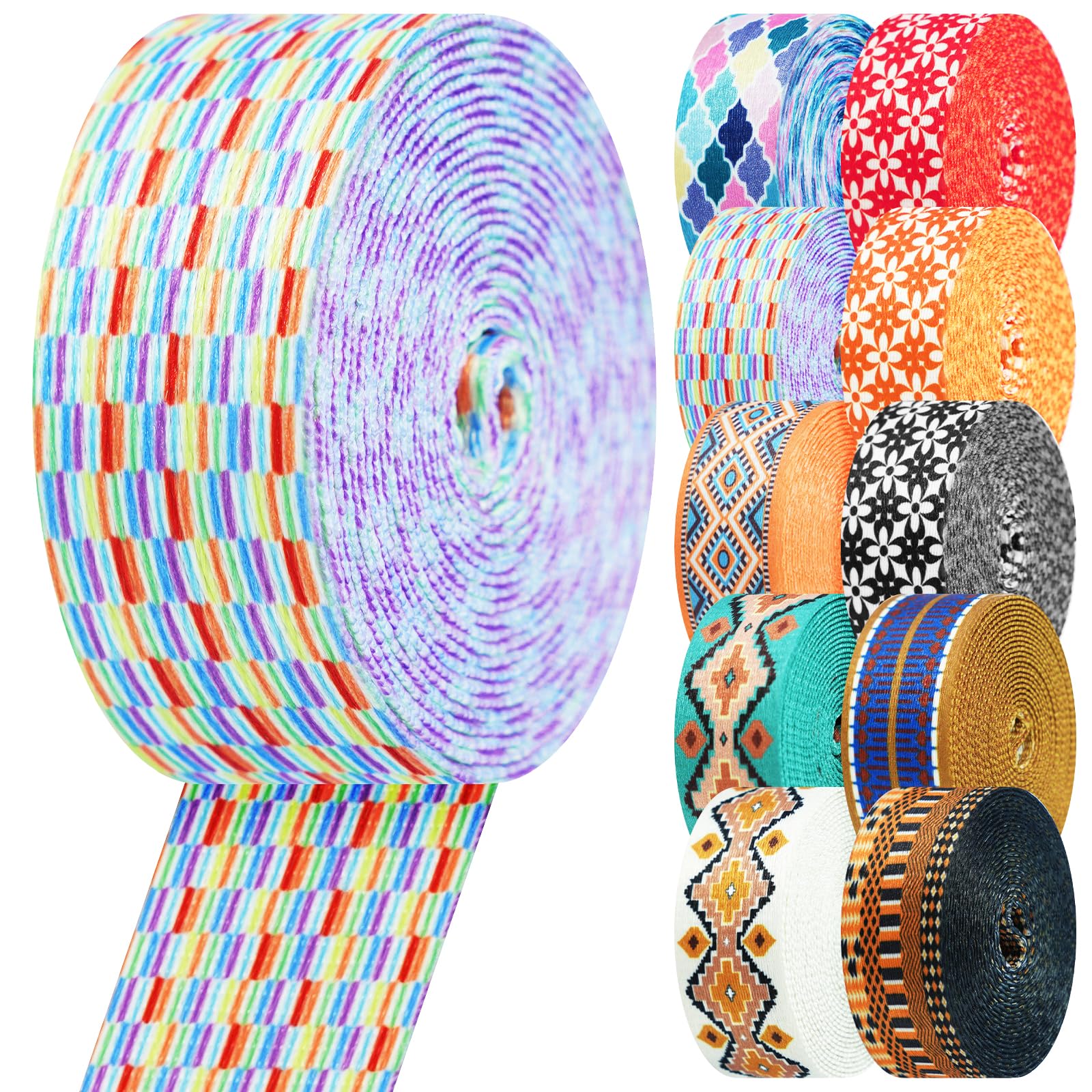 Nylon Webbing 1.5 Inch Patterned Webbing Strap High Strength Nylon Strap for Bags Indoor Outdoor Gear Crafting DIY Repairing Belt Camping Hiking Sports