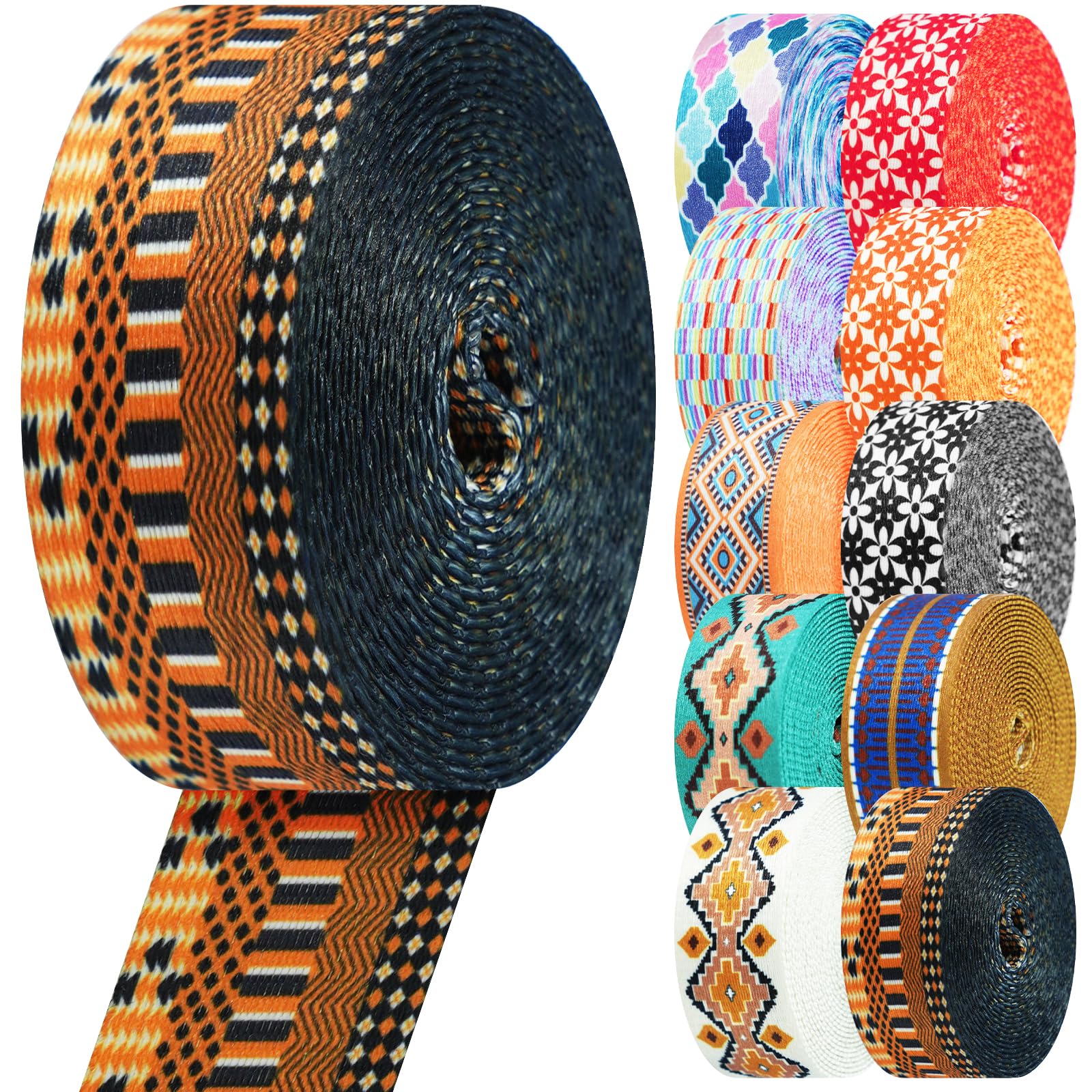 Nylon Webbing 1.5 Inch Patterned Webbing Strap High Strength Nylon Strap for Bags Indoor Outdoor Gear Crafting DIY Repairing Belt Camping Hiking Sports