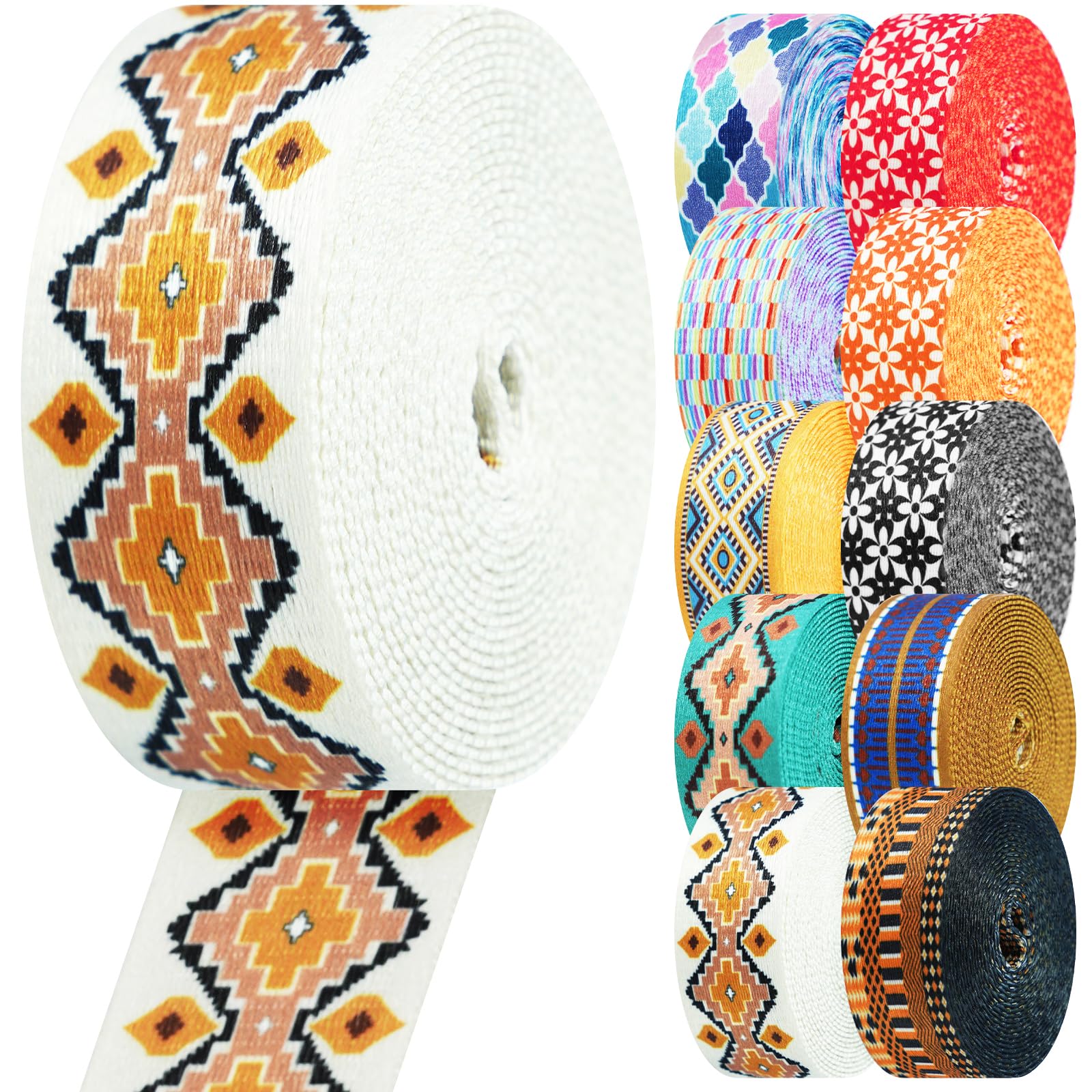 Nylon Webbing 1.5 Inch Patterned Webbing Strap High Strength Nylon Strap for Bags Indoor Outdoor Gear Crafting DIY Repairing Belt Camping Hiking Sports