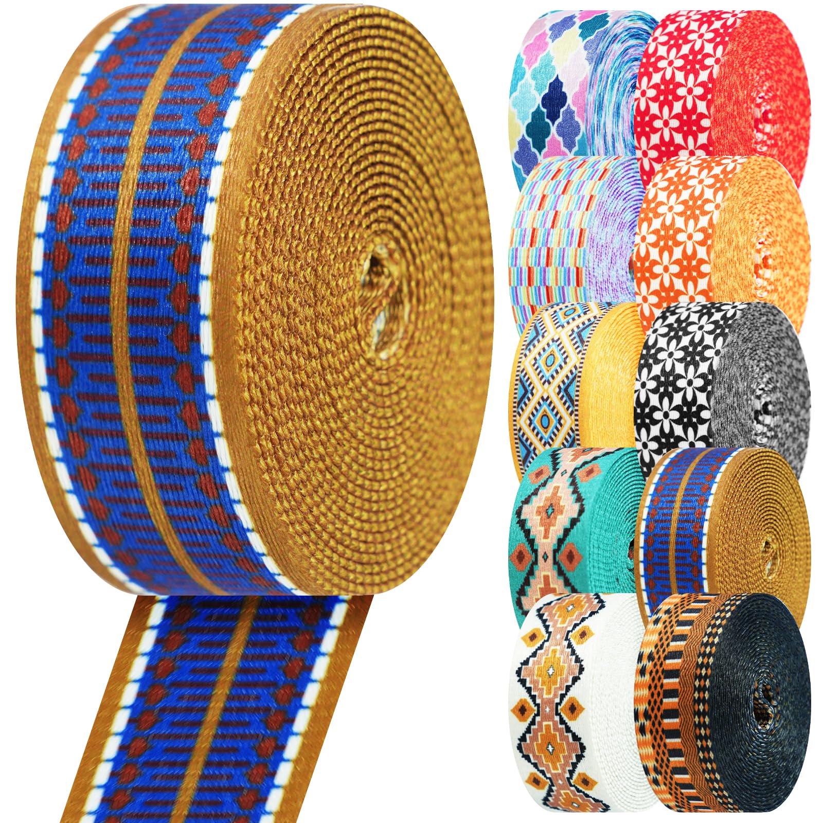 Nylon Webbing 1.5 Inch Patterned Webbing Strap High Strength Nylon Strap for Bags Indoor Outdoor Gear Crafting DIY Repairing Belt Camping Hiking Sports