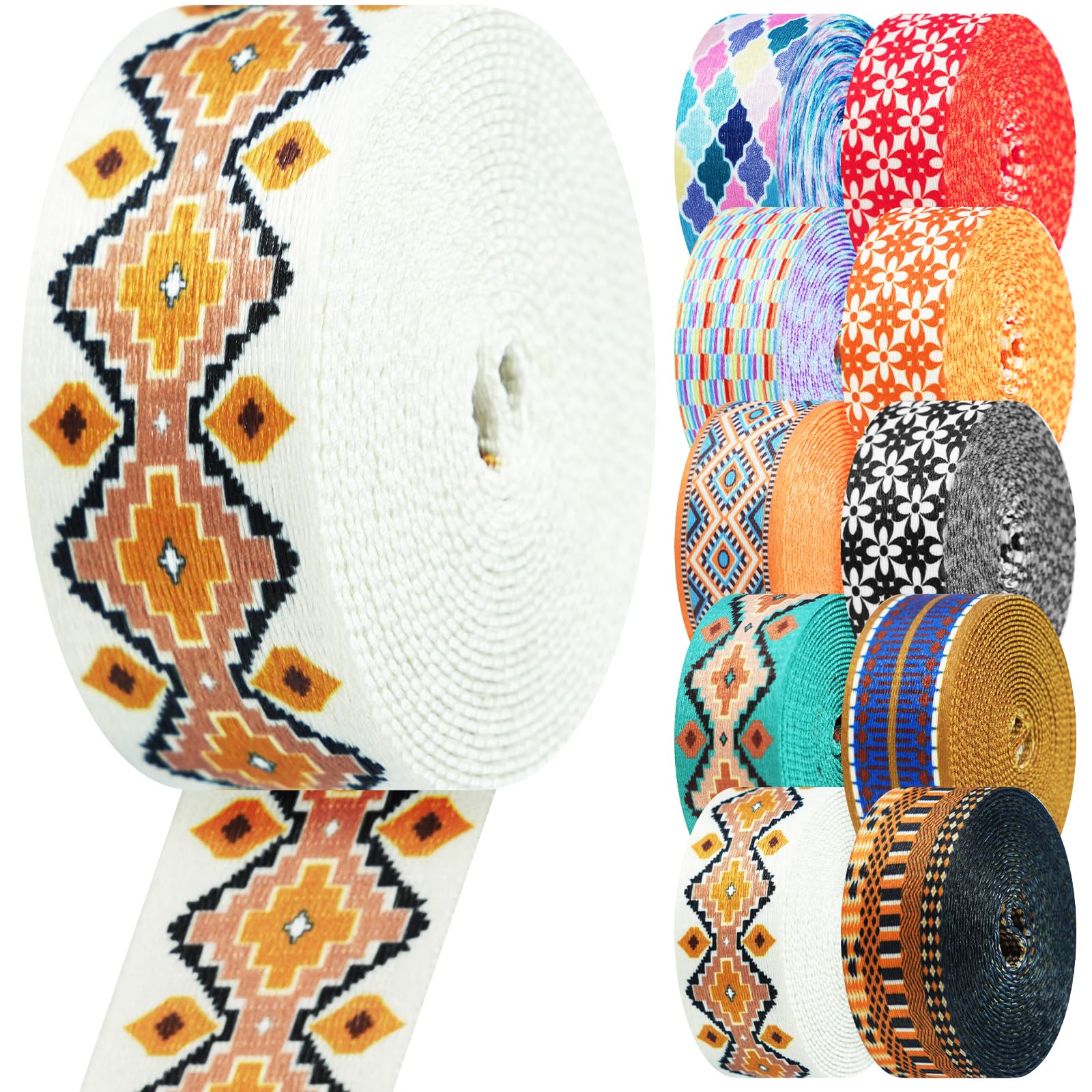 Nylon Webbing 1.5 Inch Patterned Webbing Strap High Strength Nylon Strap for Bags Indoor Outdoor Gear Crafting DIY Repairing Belt Camping Hiking Sports
