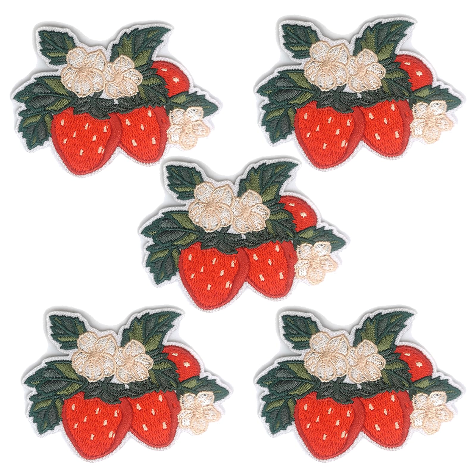 12PCS Pink Strawberry Iron on Patches, Kawaii Embroidered Applique Patch, Food Themed Sew on Emblem, Coquette Aesthetic Embroidery Patches for Clothes Backpack Jeans Jacket Hat Bag DIY Sewing Craft