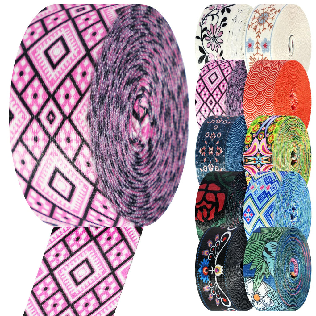 Nylon Webbing 1.5 Inch Patterned Webbing Strap High Strength Nylon Strap for Bags Indoor Outdoor Gear Crafting DIY Repairing Belt Camping Hiking Sports