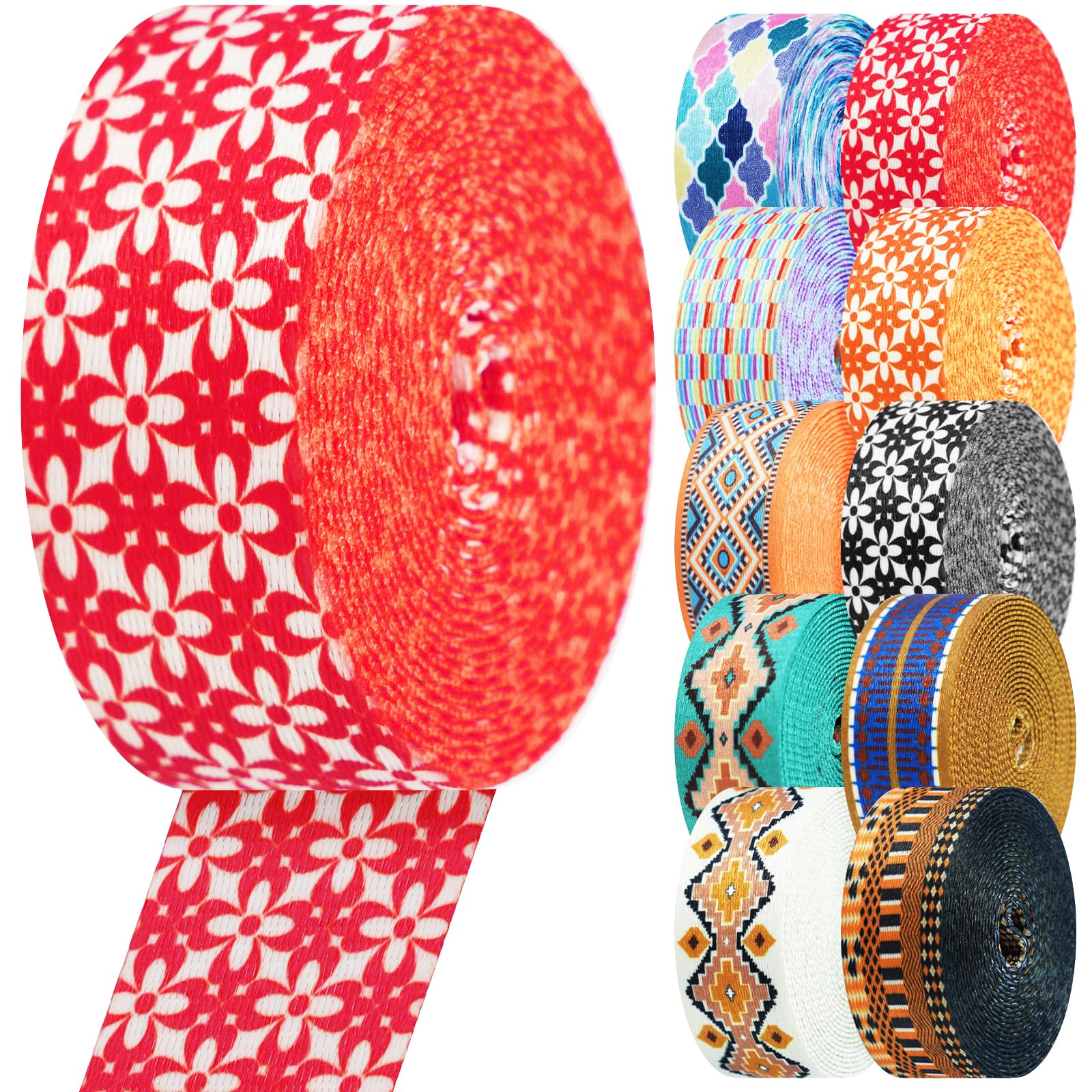 Nylon Webbing 1.5 Inch Patterned Webbing Strap High Strength Nylon Strap for Bags Indoor Outdoor Gear Crafting DIY Repairing Belt Camping Hiking Sports