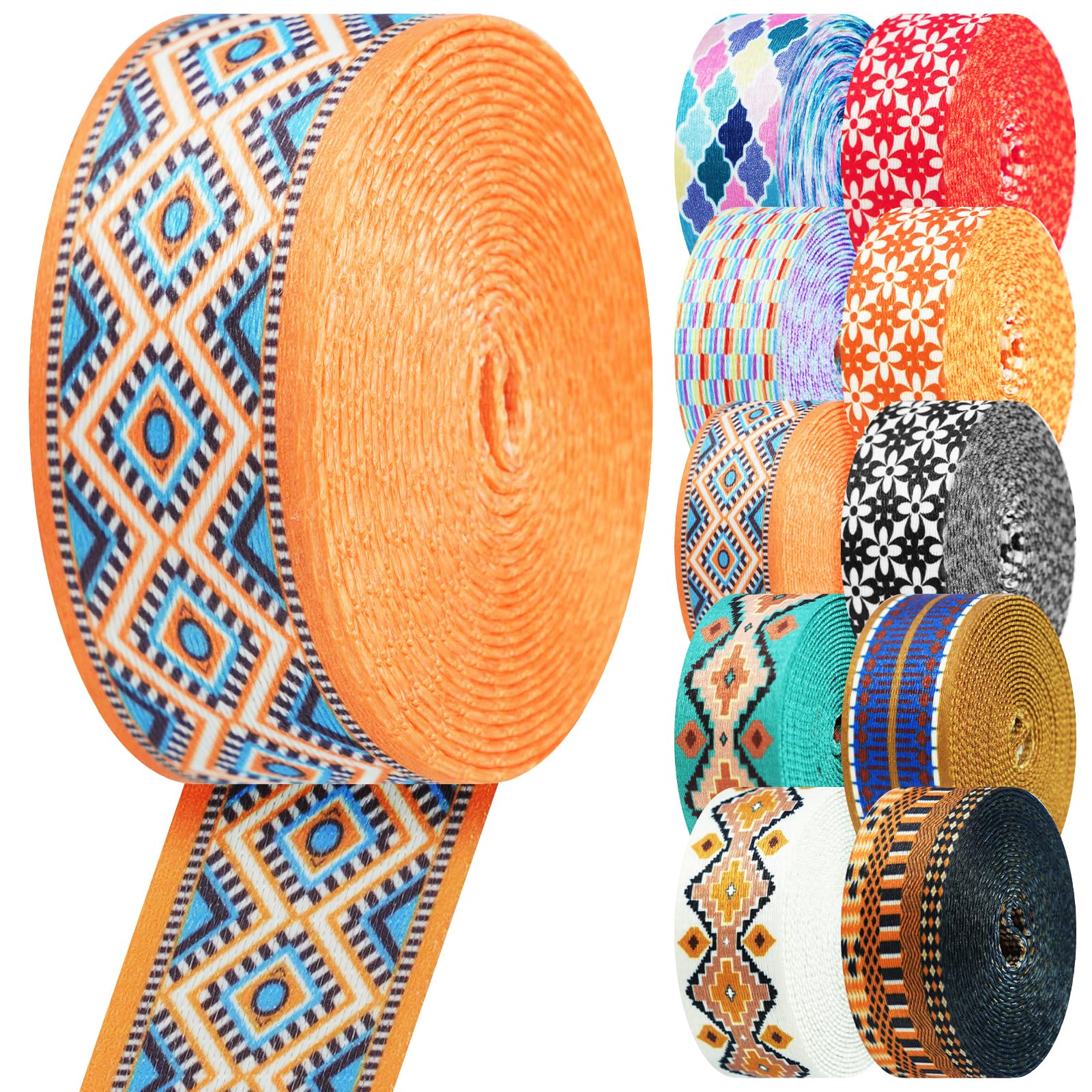Nylon Webbing 1.5 Inch Patterned Webbing Strap High Strength Nylon Strap for Bags Indoor Outdoor Gear Crafting DIY Repairing Belt Camping Hiking Sports