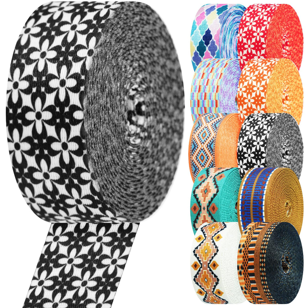 Nylon Webbing 1.5 Inch Patterned Webbing Strap High Strength Nylon Strap for Bags Indoor Outdoor Gear Crafting DIY Repairing Belt Camping Hiking Sports