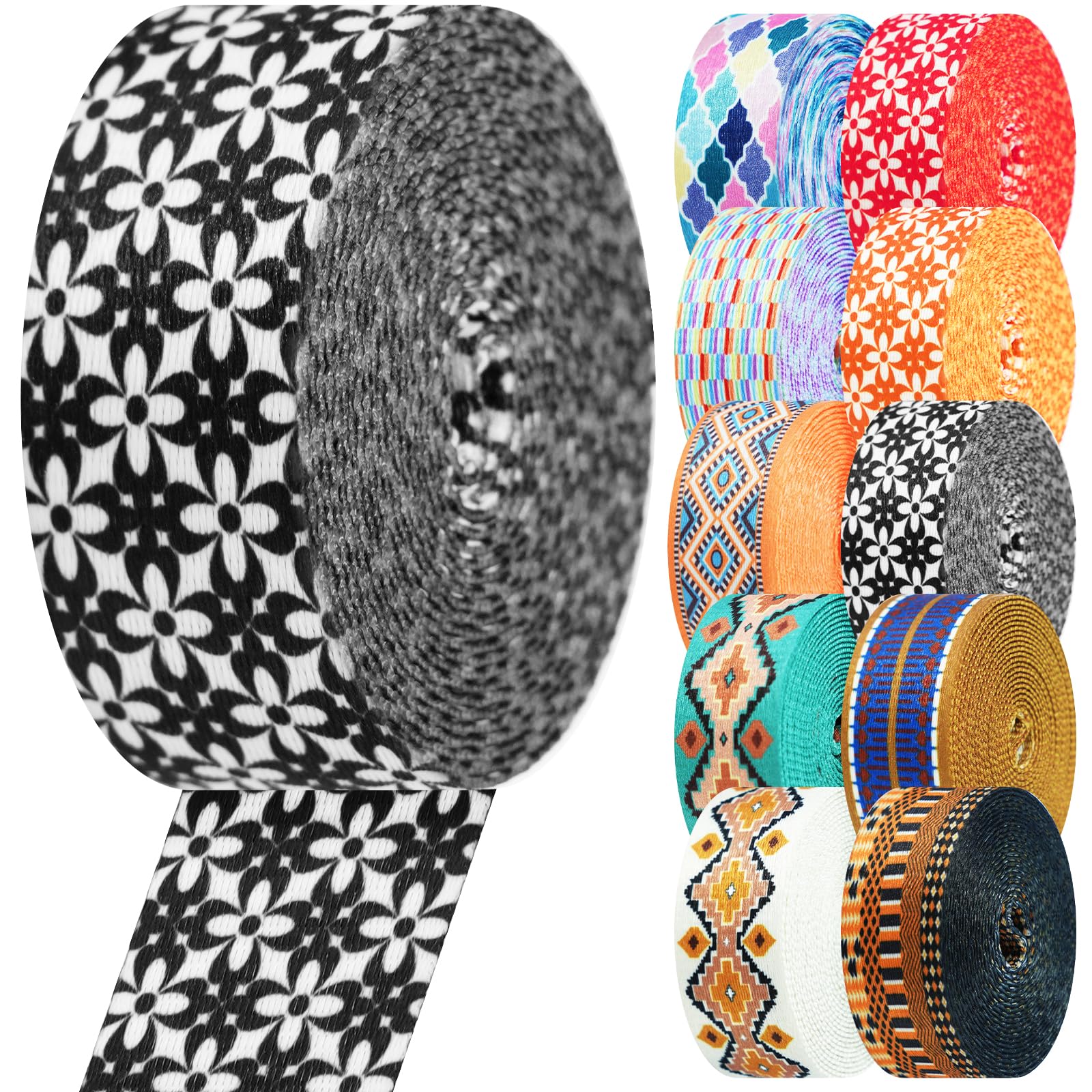 Nylon Webbing 1.5 Inch Patterned Webbing Strap High Strength Nylon Strap for Bags Indoor Outdoor Gear Crafting DIY Repairing Belt Camping Hiking Sports
