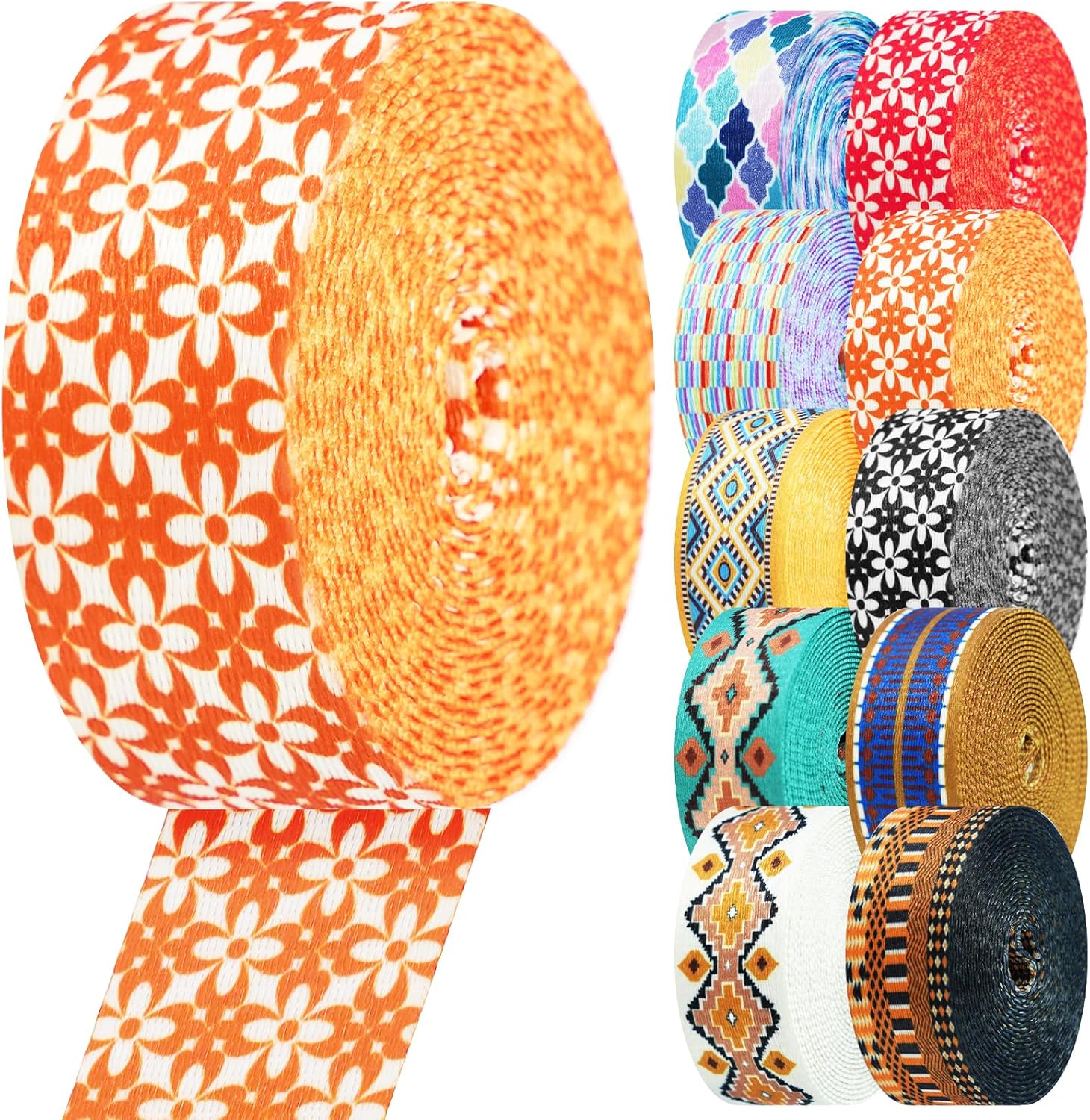 Nylon Webbing 1.5 Inch Patterned Webbing Strap High Strength Nylon Strap for Bags Indoor Outdoor Gear Crafting DIY Repairing Belt Camping Hiking Sports