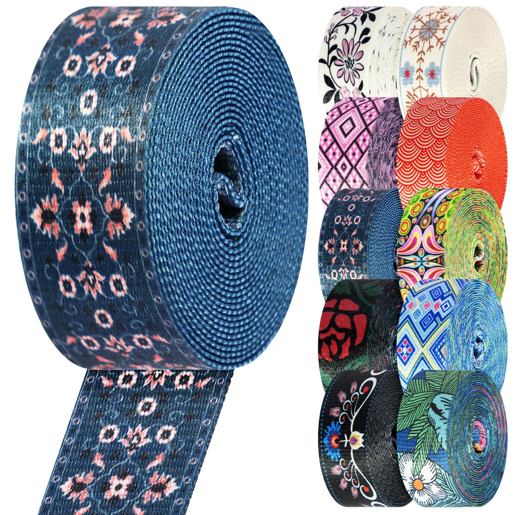 Nylon Webbing 1.5 Inch Patterned Webbing Strap High Strength Nylon Strap for Bags Indoor Outdoor Gear Crafting DIY Repairing Belt Camping Hiking Sports