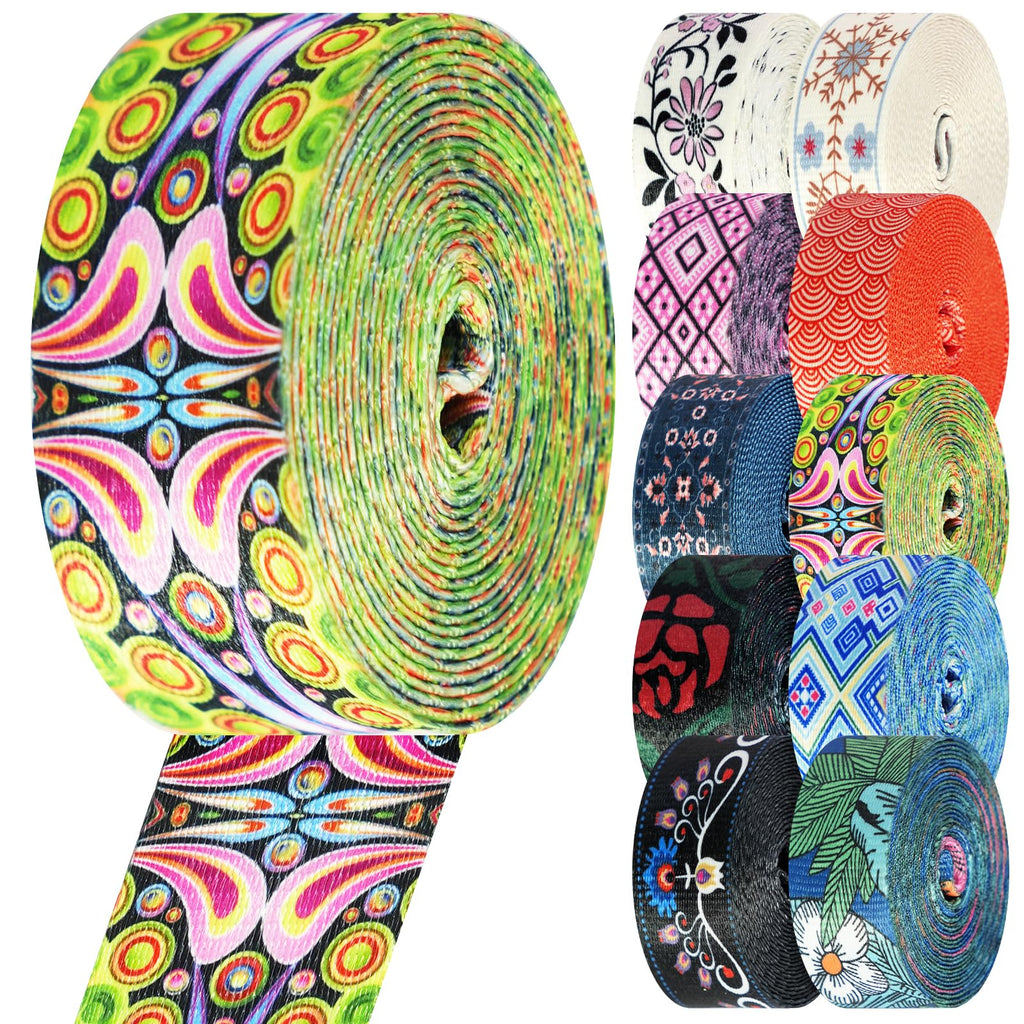 Nylon Webbing 1.5 Inch Patterned Webbing Strap High Strength Nylon Strap for Bags Indoor Outdoor Gear Crafting DIY Repairing Belt Camping Hiking Sports
