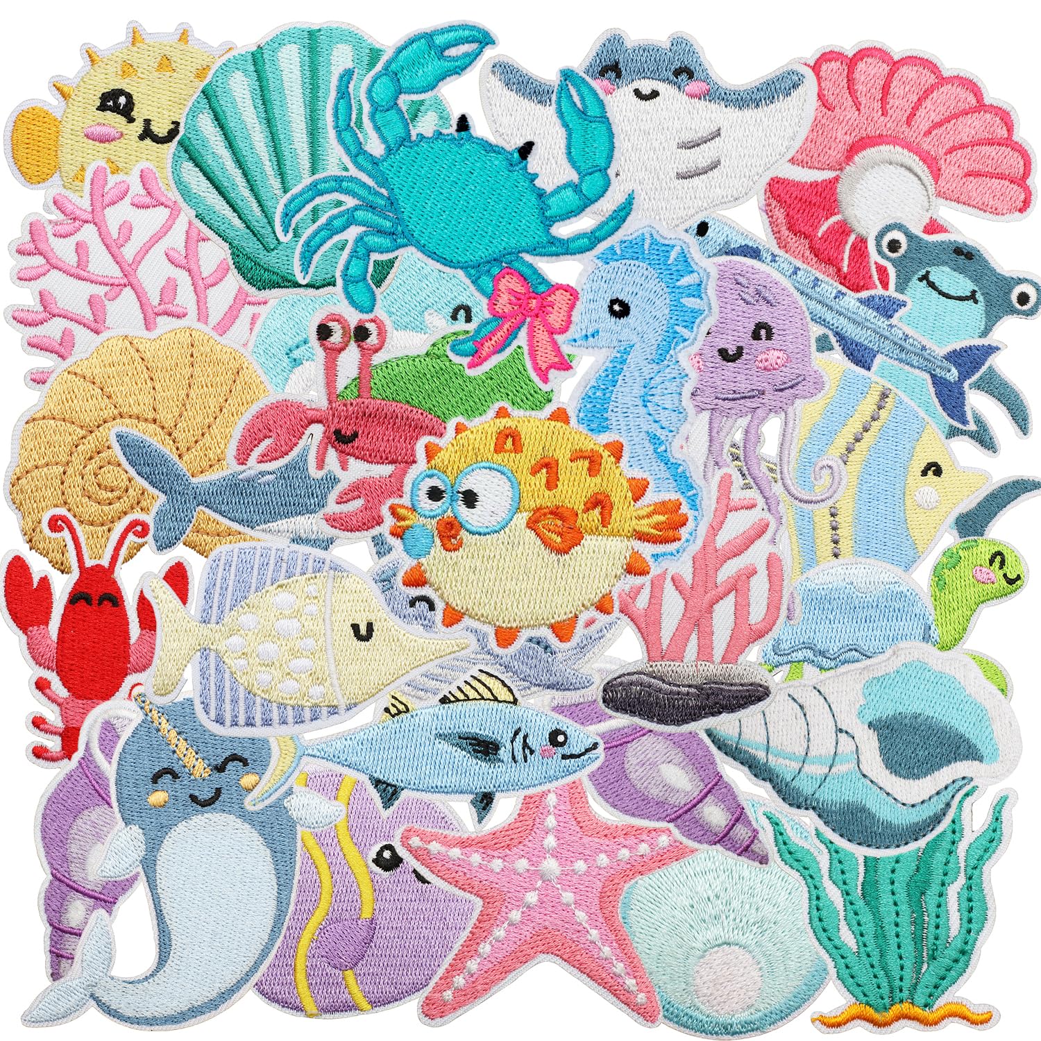 16PCS Coastal Cowgirl Iron On Patches Seahorse Turtle Boots Wave Western Ocean Themed Embroidery Appliques for Denim T-Shirt Jackets Jeans Vests Trucker Hats Backpacks Bags Repair DIY Crafts(Blue)