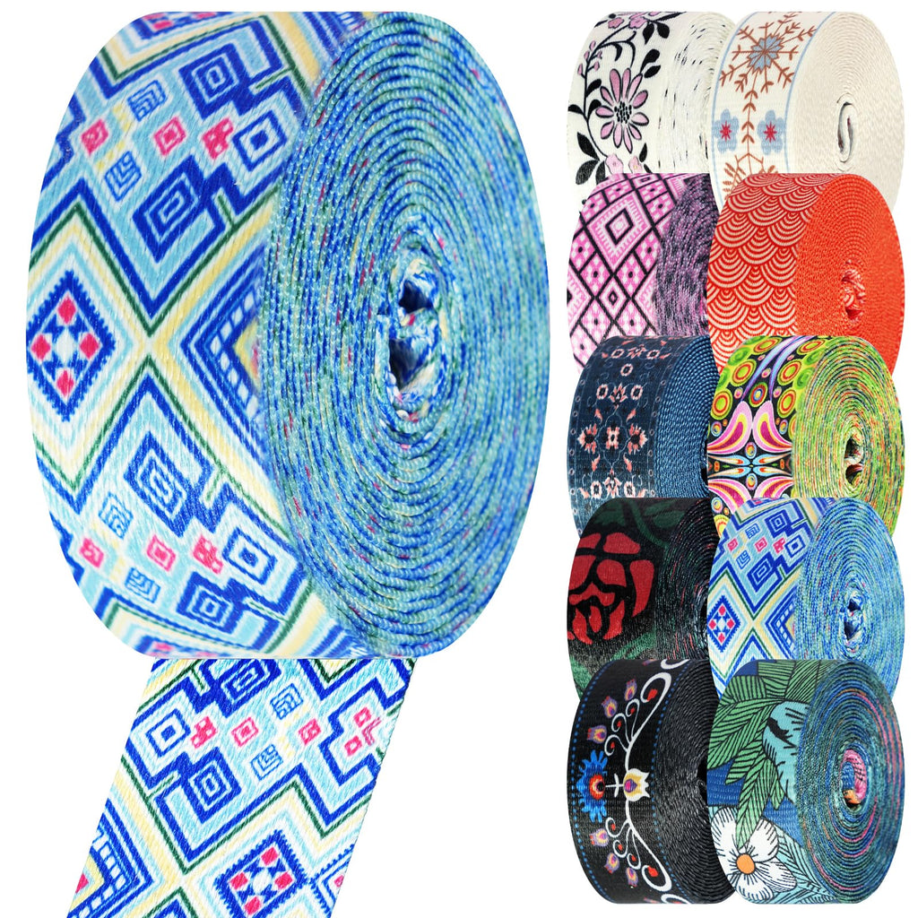 Nylon Webbing 1.5 Inch Patterned Webbing Strap High Strength Nylon Strap for Bags Indoor Outdoor Gear Crafting DIY Repairing Belt Camping Hiking Sports